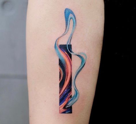 Watercolor Tattoo Ideas, Tato Tradisional, Pop Art Tattoos, Colorful Tattoo, Tato Minimal, Colorful Tattoos, Abstract Tattoo Designs, Framed Tattoo, Flower Tattoo Arm