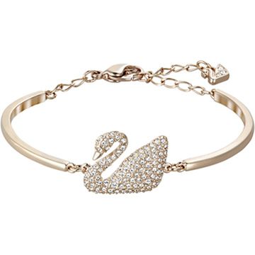 Swan Bangle, White, Rose Gold Plating - Swarovski, 5142752 Gold Swan, Swarovski Swan, Silver Crystal Earrings, Bracelets Design, Luxe Jewelry, Swarovski Crystal Bracelet, Swarovski Bracelet, The Bangles, Gold Armband