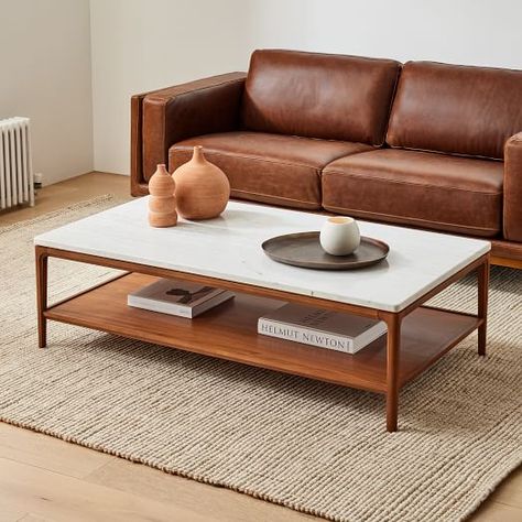 Modern Coffee Tables | West Elm Leather Couch And Coffee Table, Marble Topped Coffee Table, Wide Coffee Table, Coffee Table Wood And Marble, Coffee Table Marble Wood, Marble Sofa Table, Marble Top Coffee Table Rectangle, Coffee Table Uk, Rectangle Marble Coffee Table