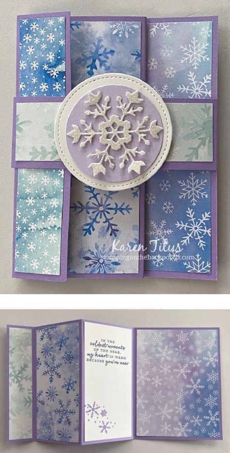 Folded Christmas Cards, Special Fold Cards, Accordion Cards, Stamped Christmas Cards, Fancy Fold Card Tutorials, Tri Fold Cards, Card Making Templates, Gatefold Cards, Accordion Fold