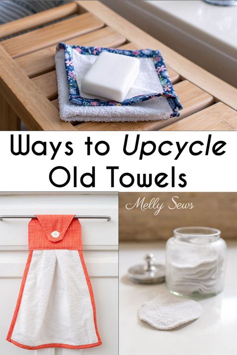 Ways to Upcycle Old Towels - Re Use Old Towels - Melly Sews Diy Fabric Projects, Recycled Towels, Concrete Repair Products, Old Bed Sheets, Melly Sews, Diy Towels, Simple Projects, Painting Concrete Porch, Old Towels