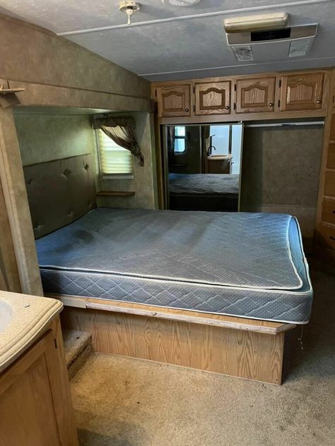 Camper Bedroom Renovation, Bedroom Rv Ideas, Rv Bedroom Slide Out Remodel, Rv Master Bed Remodel, Class C Rv Renovation Ideas, Rv Slide Out Remodel, Camper Bedroom Remodel, Camper Bedroom Ideas, Rv Bedroom Makeover