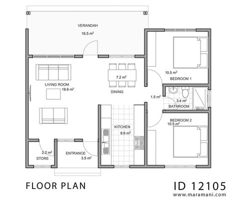 3 Bedroom Contemporary Home Design - Pinoy House Designs - Pinoy House 2B0 1 Bedroom Home Floor Plans, Small Two Bedroom House Plans Simple, Simple House Floor Plan, Floor Plan 2 Bedroom House, 2 Rooms House Plan Design, 2 Bedroom Bungalow Floor Plans, 1bedroom House Plans, Small Home Layout Floor Plans, 2 Bedrooms House Plans