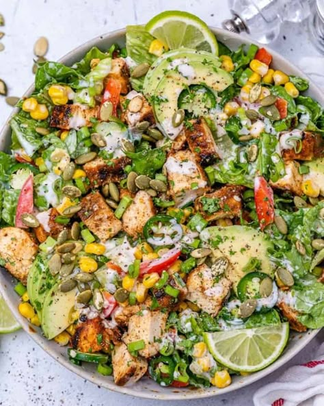 top view chopped chicken salad Chicken Chopped Salad Recipes, Chopped Chicken Salad, Chopped Salad Recipe, Fitness Meals, Chopped Salad Recipes, Chicken Chopped Salad, Healthy Fitness Meals, Salad Healthy, Chicken Salad Recipe