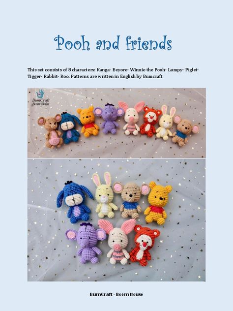 Amigurumis Crochet Mini Figures, Disney Crochet Patterns, Pooh And Friends, Confection Au Crochet, Crochet Disney, Pola Amigurumi, Crochet Animals Free Patterns, Crochet Amigurumi Free, Haken Baby