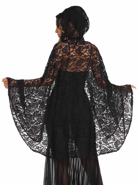 PRICES MAY VARY. Halloween costume cloak for women is made of lace. Exquisite, soft lace and comfortable to wear. Lace hooded cape length: 90cm /35 inches (from collar to hem); Hat Length :50cm/19.7 inch. Vampire Witch costume for women with a short string in neck to tie, not easy to be loose. Lace hooded cloak long cape is perfect for any dress-up, role play, Halloween photos, playing show, graduation ceremony or any special occasions. Full length hooded cape is hand-sewn and is very exquisite. Witch Cloak Costume, Grim Reaper Costume Women, Lace Hooded Cape, Witch Costume Women, Witch Cape, Witches Costumes For Women, Grim Reaper Costume, Vampire Cape, Reaper Costume