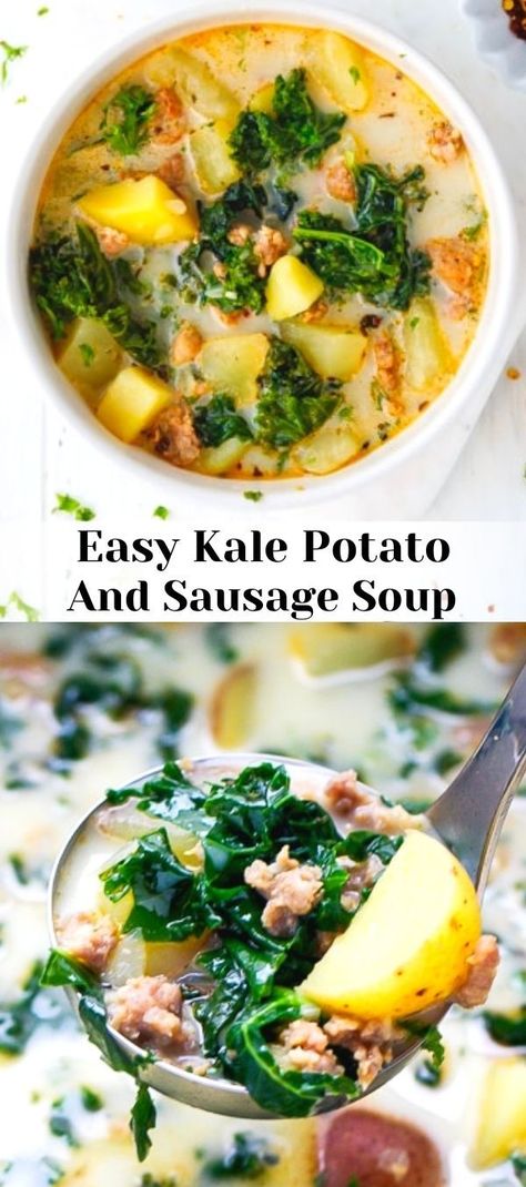 Chorizo Kale Potato Soup, Sausage Potatoes Kale Soup, Sausage Kale Potato Soup Crock Pot, Sausage Potato Kale Soup Pioneer Woman, Sausage Kale Soup Crockpot, Kale Potatoes And Sausage, Kale And Potato Soup Recipes, Spicy Sausage Potato Kale Soup, Crock Pot Kale Soup