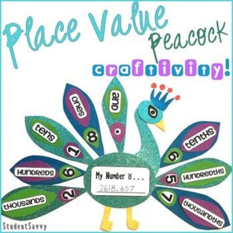 Place Value Craftivity Place Value Poster Chart Printable Peacock - Etsy UK Maths Tlm, Mathematics Classroom, Place Value Poster, Place Value With Decimals, Math Decimals, Place Value Activities, Place Value Chart, Decimal Number, Math Place Value