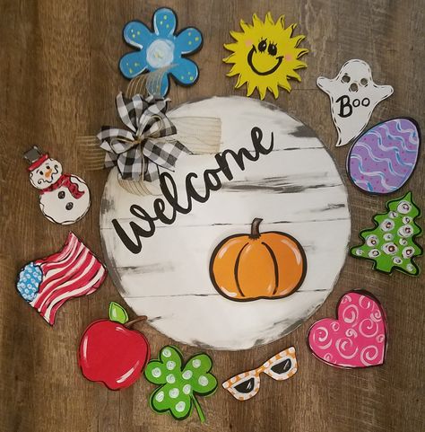 Soccer Wreath, Interchangeable Door Hanger, Mason Jar Door Hanger, Door Wedge, Hanger Wedding, Gnome Door, Door Hangers Diy, Black Wreath, Summer Door Hanger