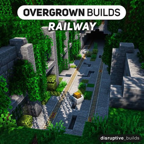 Minecraft Ground Design, Minecraft Minecart Track Ideas, Gate Design Minecraft, Minecraft Infrastructure, Minecraft Ruins Ideas, Minecraft Railroad, Minecraft Roads Design, Minecraft Gate Ideas, Minecraft Pathway