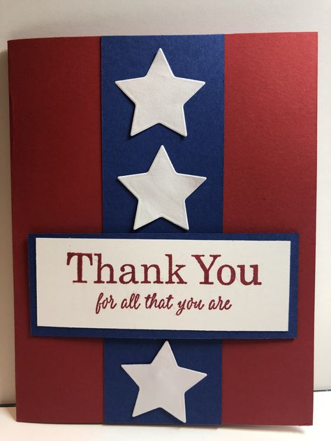 Stampin Up Veterans Day Cards, Homemade Veterans Day Cards, Veterans Cards Ideas, Cards For Veterans Ideas, Diy Veterans Day Cards, Veteran Thank You Cards, Military Cards Homemade, Veterans Day Card Ideas, Veterans Cards