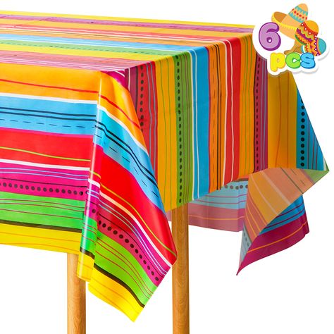 PRICES MAY VARY. SUPER VALUE.Our Decorative Print Plastic Tablecover includes 6 pieces of Stylish Mexcian Styles stripe with decorative all-over print design table cover. Size: 54" width x 108" length UNIQUE DESIGN & EASY TO USE. This Printed Mexican Theme Table Covert fits most rectangular tables. It's super durable and high quality, you can easily mix and match with other fiesta or mexican theme décor and tableware for themed parties. ENDLESS FUN. Great for Serape paper plates, paper napkins, Mexican Themed Party, Tacos Mexicanos, Mexican Independence Day, Taco Party, Fiesta Theme, Fiesta Decorations, Plastic Table Covers, Taco Night, Mexican Party