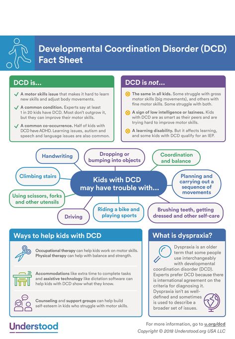 Developmental Coordination Disorder Fact Sheet - Dyspraxia. Dyspraxia Activities, Teaching Lessons Plans, Learning Disorder, Dysgraphia, Learning Differences, Living Skills, Psychological Facts, Developmental Disabilities, Counseling Resources