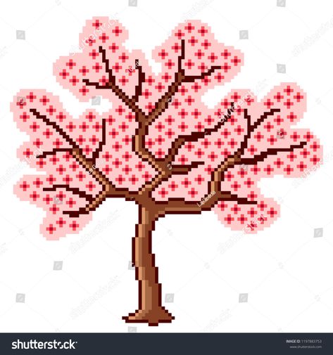 Pixel art sakura tree detailed illustration isolated vector #Ad , #Ad, #sakura#tree#Pixel#art Animal Crossing Spring, Tree Pixel Art, Minecraft Castle, Sakura Tree, Detailed Illustration, Unique Business Cards, Unique Business, Blossom Trees, Hama Beads