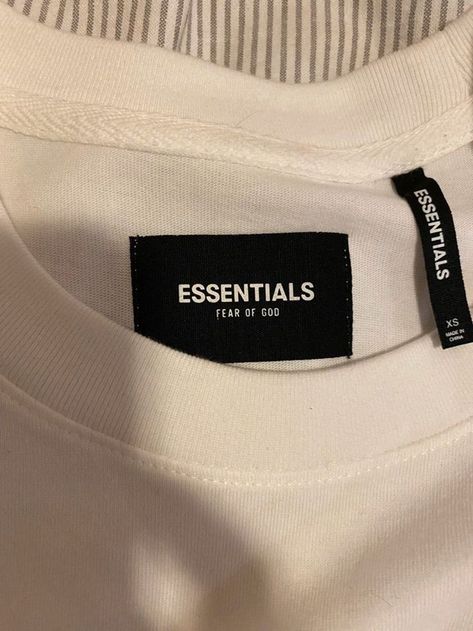 Clothing Brand Design, Clothing Labels Design, Clothing Packaging, Shirt Label, Fear Of God Essentials, Shirt Design Inspiration, Shirt Print Design, Garment Labels, Clothing Tags