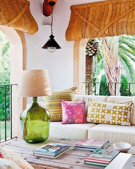 Colorful Coastal Interiors, Casa Country, Bohemian Colors, Boho Interior, A Living Room, Eclectic Home, Outdoor Rooms, 인테리어 디자인, House Inspiration