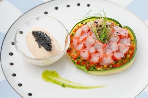 Red shrimp carpaccio with ginger gelato Carpaccio Recipe, Ginger Ice Cream, How To Peel Shrimp, Marinated Vegetables, Italian Appetizers, Watercress, Cook At Home, How To Squeeze Lemons, Shrimp Recipes