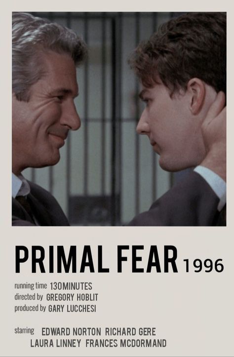 Primal Fear Poster, Primal Fear Movie, Action Films, Primal Fear, Movie To Watch, Iconic Movie Posters, Edward Norton, Film Posters Vintage, 90s Movies