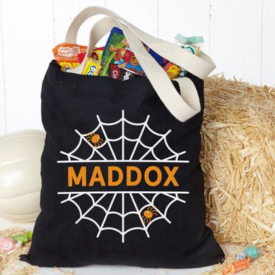 Treat Bags For Kids, Personalized Treat Bags, Personalized Halloween Bags, Kids Halloween Gifts, Kid Halloween, Personalization Mall, Bags For Kids, Halloween Candy Bags, Cricut Halloween