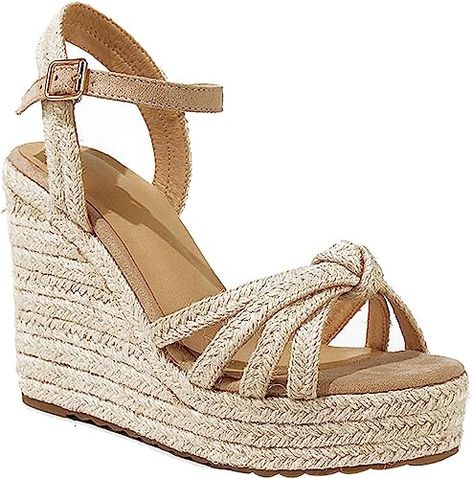 mikarka Sandals for Women, Platform Ankle Strap Womens Sandals Open Toe Espadrille Wedge Sandals for Women Concise Casual Summer Womens Shoes Raffia Sandals, Summer Wedges, Platform Wedge Heels, Espadrilles Platform, Casual Flat Shoes, Espadrille Wedge, Wedge Heel Sandals, Women Sandals, Platform Wedge Sandals