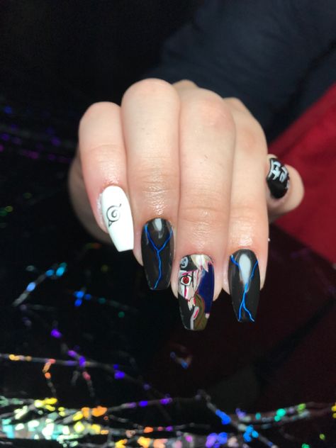 Naruto shippuden Anime Themed Nails, Naruto Nails, Themed Nails, Hatake Kakashi, Anime Nails, Acrylic Nails Coffin Short, Nails Desing, Soft Gel, Acrylic Nails Coffin