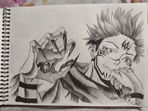 Sukuna sketch #anime #fyp #pinterest Sukuna Drawing Sketch, Jujutsu Kaisen Sketch, Sukuna Sketch, Sukuna Drawing, Animal Outline, Anime Fyp, Oil Pastel Drawings Easy, Pencil Sketch Images, Anime Drawing Books