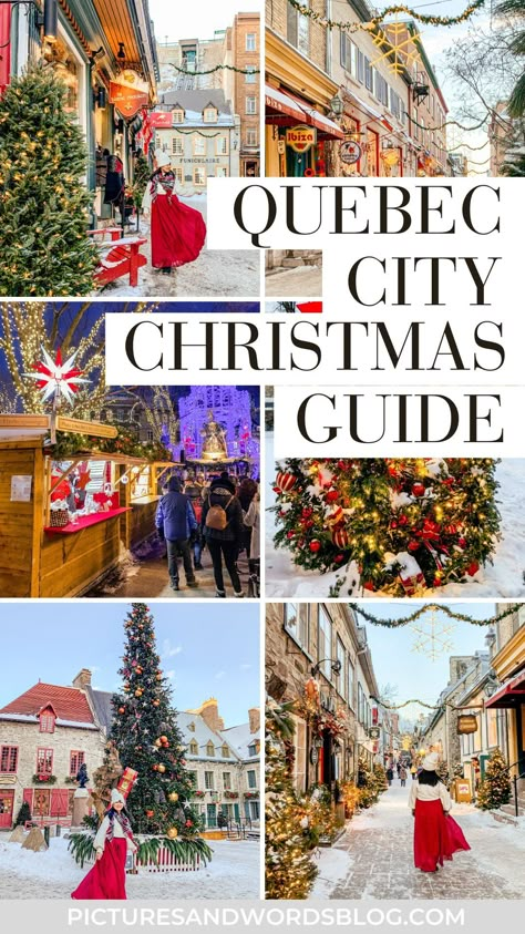 Christmas in Quebec City is magical! Here's the ultimate Quebec City Christmas guide, which includes everything you need to know about visiting. Find the best things to do in Quebec City at Christmas, including the Quebec City Christmas Market, Quartier Petit Champlain, Chateau Frontenac, and more. You'll see why this is one of the best Christmas travel destinations! Christmas Quebec City, Christmas In Quebec, Quebec City At Christmas, Quebec City In December, Quebec City In November, Old Quebec City Winter, Winter In Quebec City, Quebec At Christmas, Quebec City In Winter