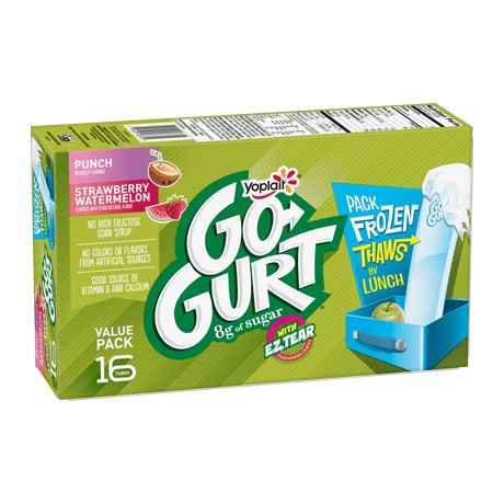 16-count Punch  Strawberry Watermelon • Yoplait Yogurt Tubes, Go Gurt, Kids Yogurt, Yoplait Yogurt, Yogurt Flavors, Calcium Vitamins, Low Fat Yogurt, Strawberry Yogurt, Kids Cups