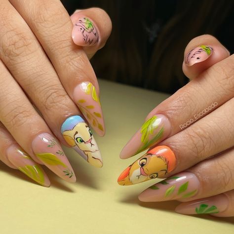 Nails Easy Simple, Disney Nails Design, Lion King Nails, King Nails, Character Nails, Disney Nail Designs, Nails Easy, Finger Nails, Disney Nails