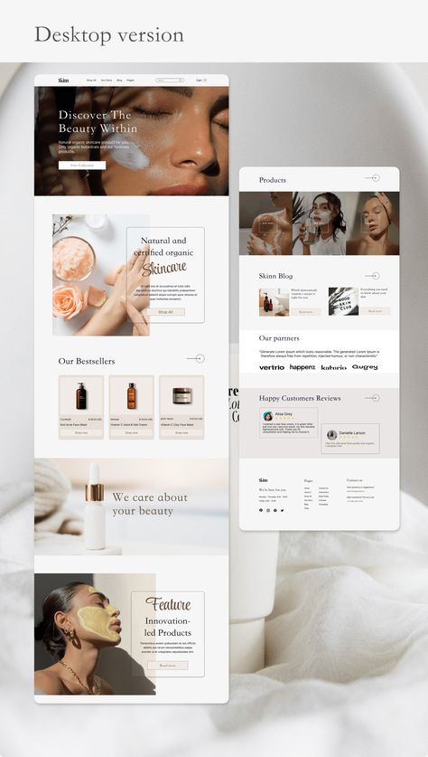 Landing page for skincare brand :: Behance Real Estate Landing Page, Real Estate Landing Pages, Skincare Store, Acne Cream, Skincare Brand, Beauty School, Ux Web Design, Landing Page Design, Cosmetology