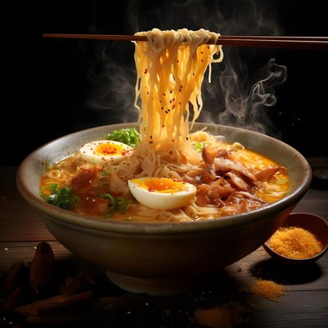 Photo professional photography image of ... | Premium Photo #Freepik #photo Ramen Photography Styling, Premium Food Photography, Ramen Photography, Ramen Noodles Soup, Shio Ramen, Professional Food Photography, Delicious Ramen, Curry Ramen, Shoyu Ramen