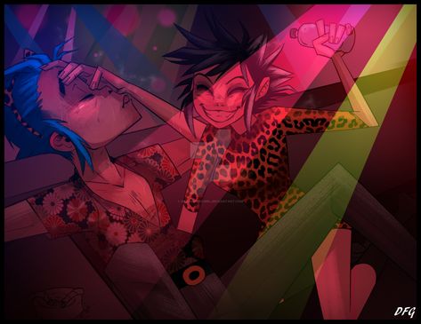 2D y Nodz ~ Strobelite 2d And Noodle, Gorillaz Fan Art, Gorillaz Art, Cartoon Sketches, Imaginary Friend, Tv Girls, Backdrops Backgrounds, Beautiful Voice, Gorillaz