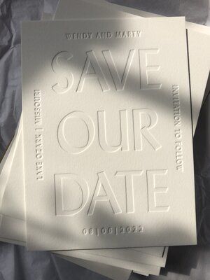 Modern Letterpress Invitations, 2024 Save The Date, Letterpress Save The Date With Photo, Custom Save The Date, Minimal Wedding Aesthetic, Modern Wedding Save The Date, Letter Press Save The Date, Wedding Invitations Letterpress, Semi Custom Wedding Invitations