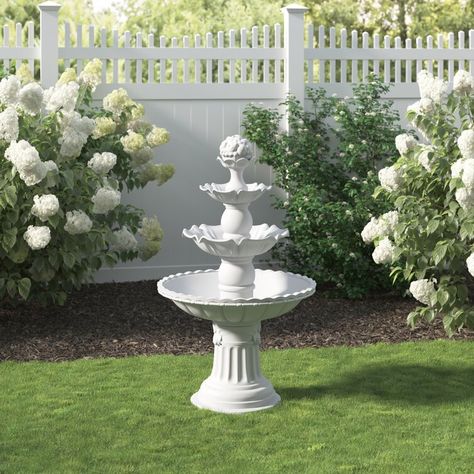 Decorative Water Fountain, Porch Gazebo, Yard Makeover, Court Yard, Tiered Garden, Solar Fountain, Villa House, Fountain Feature, Blue Glassware