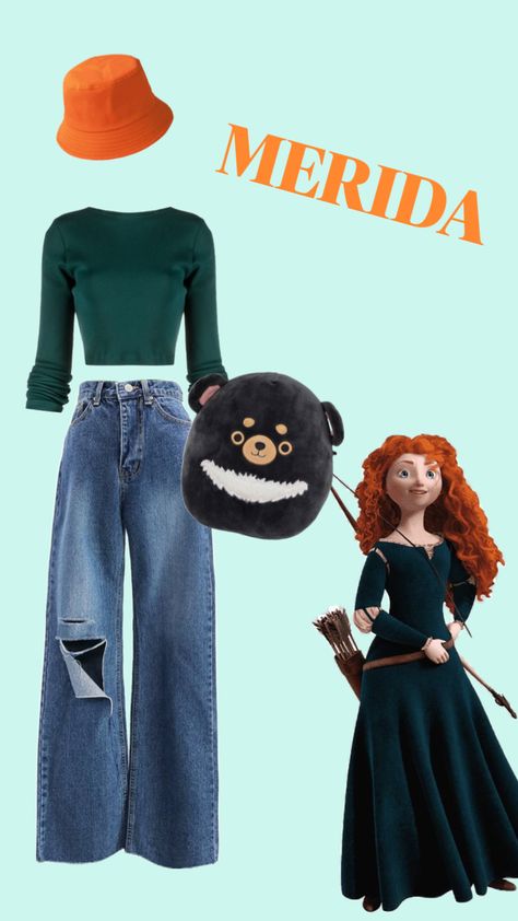 Merida Halloween Costume, Princes Outfit, Merida Aesthetic Outfit, Merida Inspired Outfits, Brave Inspired Outfits, Merida Outfit Modern, Merida Inspired Outfits Casual, Merida Modern Outfit, Merida Disneybound