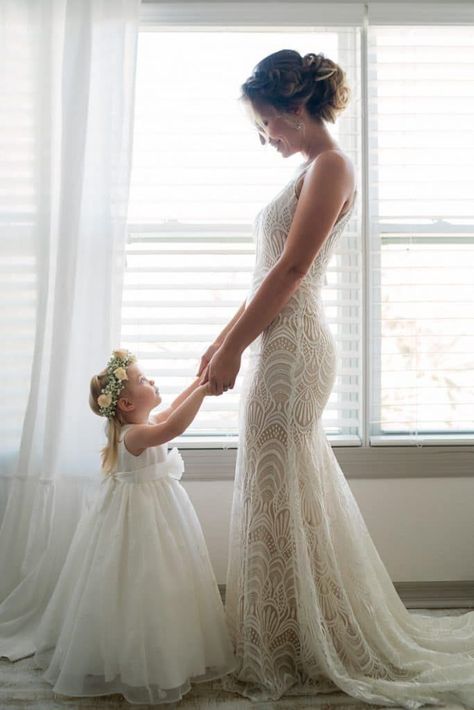 Mommy And Daughter Wedding Dresses, Pictures Getting Ready For Wedding, Wedding Ideas With Daughter, Bride Daughter Dress, Aunt And Niece Wedding Pictures, Including Daughter In Wedding, Wedding Picture Ideas With Daughter, Wedding Photo With Daughter, Groom With Daughter Photos