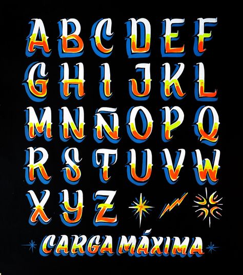 Carga Máxima on Behance Sign Painting Lettering, Filipino Typography, Graffiti Lettering Fonts, Mexican Typography, Sign Painting, Sign Lettering Fonts, Sign Writing, Mexican Graphic Design, Mexican Fonts