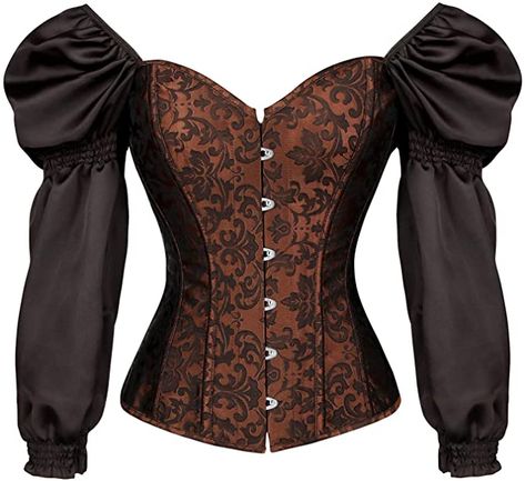 Victorian Tops Women, Dresses With Corsets On Top, Vintage Corset Top, Corset Ideas Outfit, Dress With Corset On Top, Corset And Long Skirt, Overbust Corset Outfit, Corset Top And Skirt Outfit, Corset Blouses