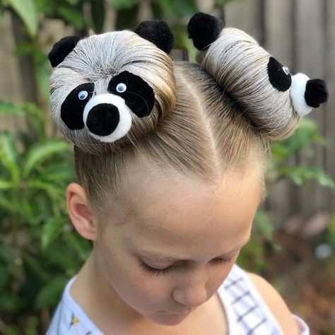 Alison Larwood on Instagram: “When your daughter asks for Pandas on her buns for crazy hair day, you give her pandas on her buns! #crazyhairdayatschool #pandabuns…” Perfect Eyelashes, Wacky Hair Days, Toddler Hairstyles Girl, Crazy Hair Day, Wacky Hair, Kawaii Hairstyles, Crazy Hair Day At School, Crazy Hair Days, April 4