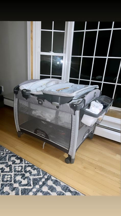 Love this setup in our living room, makes the newborn stage so much easier. This Graco pack-n-play has great storage for diapers, wipes, blankets, outfits, and more! It also has a changing station and bouncer that are removable! Pack N Play Changing Station, Living Room Set Up For Newborn, Living Room Changing Station, Diaper Station, Graco Pack N Play, Newborn Stage, Baby Changing Station, Baby Nap, Pack And Play