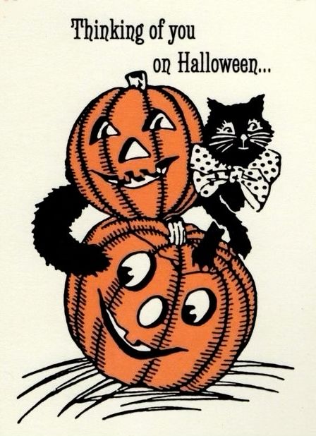 Vintage Halloween Greeting Cards, Vintage Halloween Crafts, Vintage Halloween Posters, Halloween Interior, Black Cat Vintage, Vintage Halloween Cards, Halloween Ephemera, Clip Art Halloween, Attic Treasures