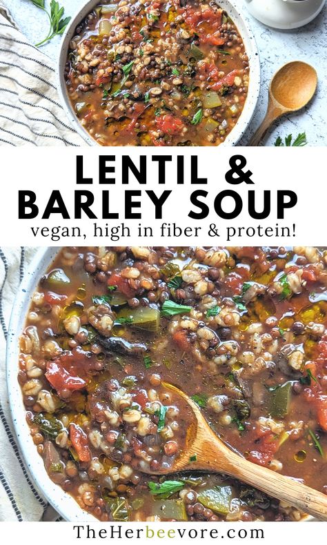 Puy Lentil Recipes, Vegetarian Vegetable Soup, Vegan Lentil Recipes, Barley Soup Recipe, Vegetable Barley Soup, Bean And Vegetable Soup, Lentil Vegetable Soup, Parsley Recipes, Barley Recipe