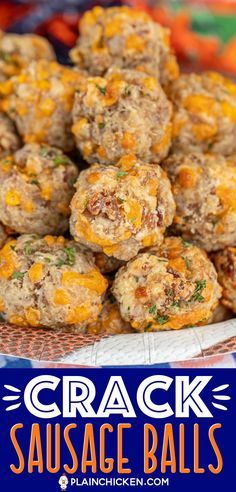 Crack Sausage Balls - cream cheese sausage balls loaded with cheddar, bacon, and ranch. Seriously the BEST sausage balls you'll ever eat! Sausage, Bisquick, Ranch mix, cheddar cheese, bacon, and cream cheese. Can make in advance and freeze unbaked for a quick snack later. These are great for tailgating and parties! #ad #ohpork #sausageballs #bacon #ranch #freezermeal #tailgating #partyfood Best Sausage Balls, Best Sausage Ball Recipe, Cheese Sausage Balls, Cream Cheese Sausage, Sausage Balls Bisquick, Cream Cheese Sausage Balls, Sausage Balls Recipe, Ranch Mix, Best Sausage