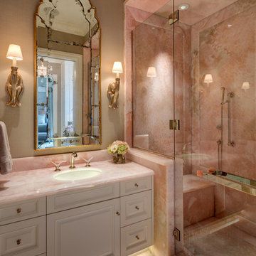 75 Pink Floor Bathroom with Onyx Countertops Ideas You'll Love - March, 2024 Onyx Countertops, Industrial Scandinavian, Countertops Ideas, Scandinavian Rustic, Farmhouse Transitional, Pink Floor, Rustic Coastal, Floor Bathroom, Stone Bathroom