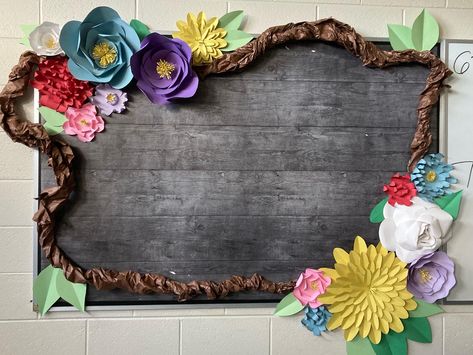 Flower/vine boarder for bulletin board 3d Flowers For Bulletin Board, Bulliten Board Border Ideas, Boarder For Bulletin Boards, Wildflower Bulletin Board, Floral Bulletin Board Ideas, Bulletin Boarder Ideas, Border Design For Bulletin Boards, Bulletin Border Ideas, Classroom Bulliten Board Ideas