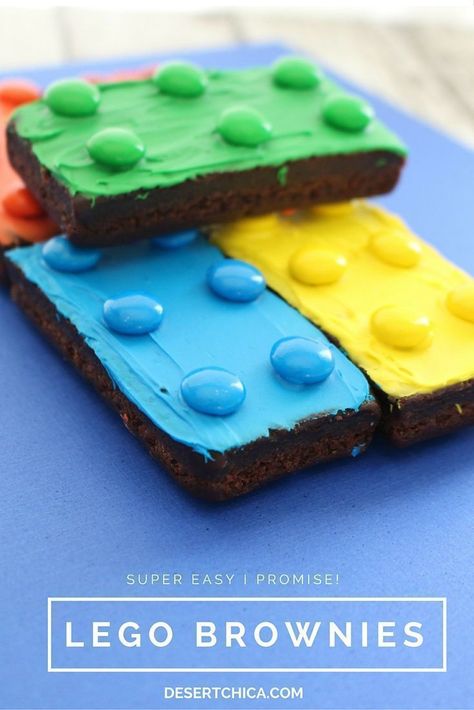 Lego Recipes, Brownie Deserts, Ninjago Birthday, Lego Birthday Party, Lego Minecraft, Lego Birthday, Lego Party, Lego Friends, Kids Snacks