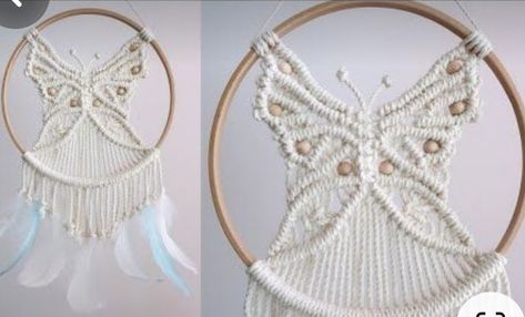 Butterfly Macrame, Butterfly Dreamcatcher, Macrame Butterfly, Macrame Headband, Macrame Tree, Art Macramé, Macrame Wall Hanging Tutorial, Butterfly Tutorial, Free Macrame Patterns