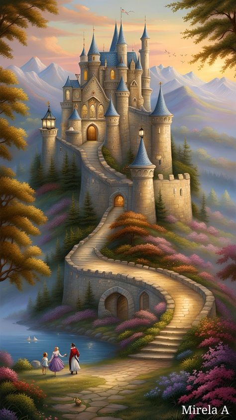 Carpet Ideas 2023, Colorful Art Paintings, Castle Painting, Mirela Anton, Iphone Wallpaper Aesthetic, Carpet Ideas, Underwater Art, Wallpaper Iphone Wallpaper, Castle Art