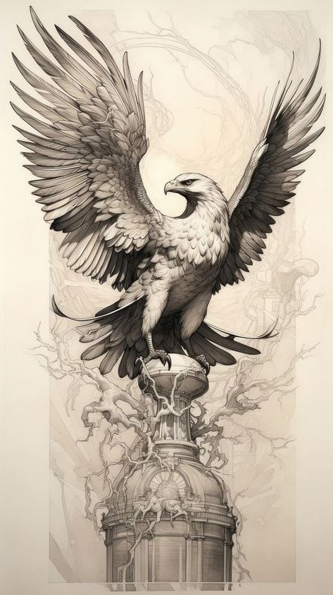 Drawing Of Eagle, Apollo Drawing, Art Nouveau Drawing, Forms In Art, Sketch Bird, Eagle Sketch, Sketch Notebook, Tattoo Drawing Ideas, Cartoon Horse