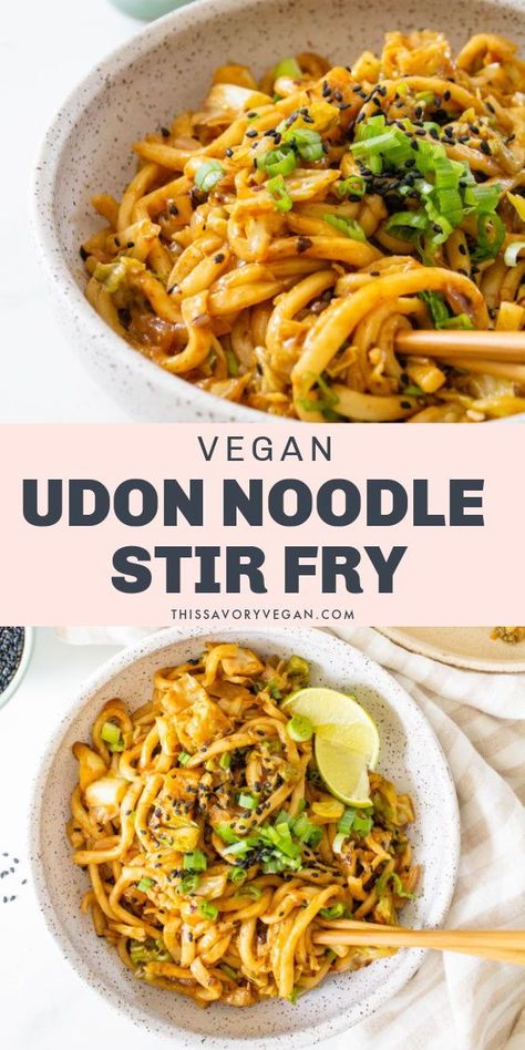 Noodle Cabbage Stir Fry, Udon Noodle Stir Fry, Vegan Udon Noodles, Vegan Udon, Udon Noodles Recipe, Teriyaki Stir Fry, Fry Noodles, Vegan Stir Fry, Noodle Stir Fry